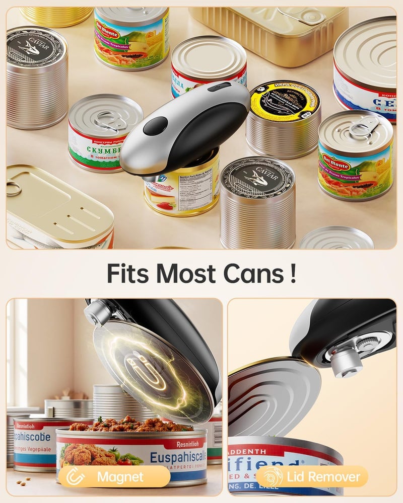 HouseSapp Rechargeable Electric Can Opener - Smooth Edge, One-Touch Automatic Can Opener for Seniors & Arthritis, Hands-Free Can Openers for Kitchen, Type-C Fast Charge, Compact Portable Can Openers - Image 4