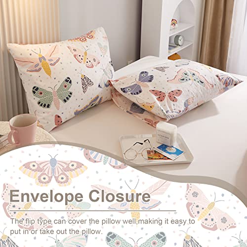 Ivellow Twin Duvet Cover Kids 100% Cotton Butterfly White for Cute Bedding Set 3Pcs Ultra Soft Breathable Patterned Cartoon Comforter Boys Girls Toddler Teen - Image 4