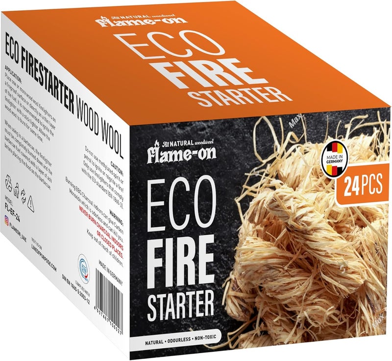 Flame-on Flame on Organic Wood Wool Quick Light Eco Fire Starters for Grilling, Campfires, and Outdoor Fireplaces (Two Pack) - Image 2