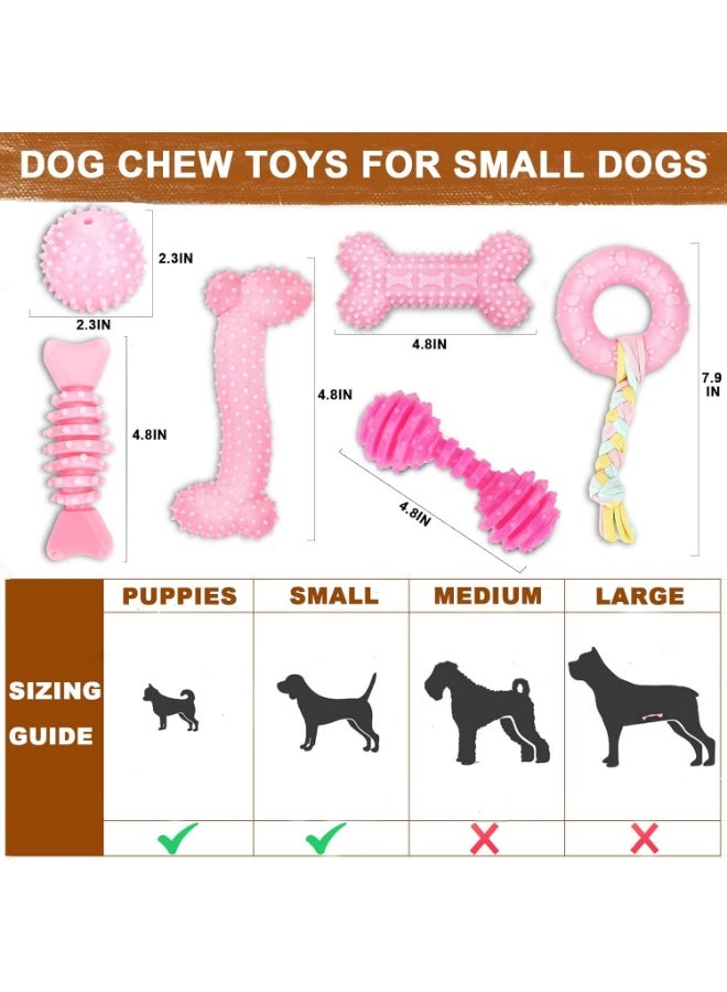 Puppy Toys, 6 Pack Dog Chew Toys for Puppy, Cute Pink Small Dog Toys, Teething Toys for Puppies, Soft Durable Interactive Chew Toy for Small Dogs - Image 4
