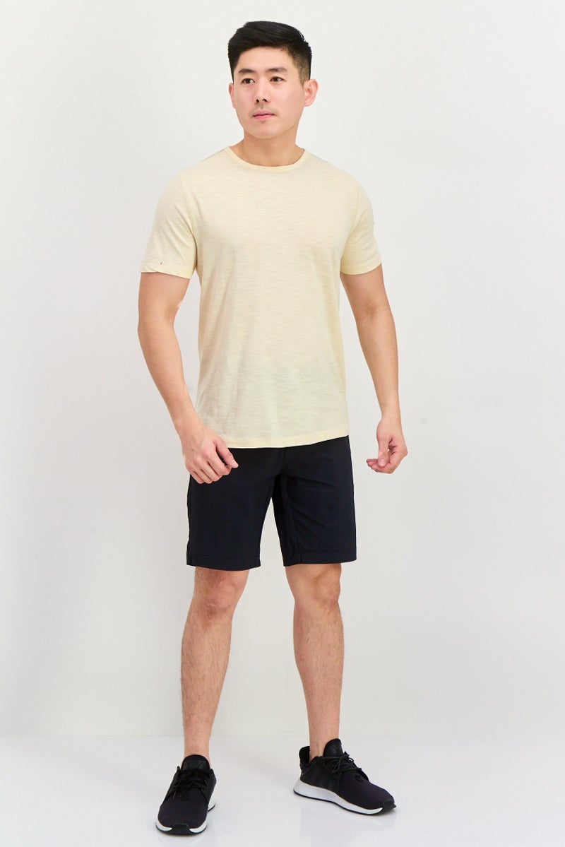 Project Essentials Men Round Neck Short Sleeve Plain T-Shirt, Beige - Image 3