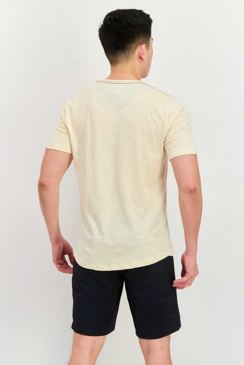 Project Essentials Men Round Neck Short Sleeve Plain T-Shirt, Beige - Image 4