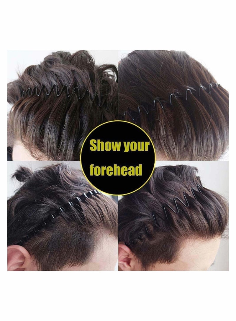 Excefore 8 PCS Hair Hoop Wave-shaped Headband Multi-style Spring Wave Metal Headband Wavy Comb Hair Band Flexible Headband Accessory Accessories for Men and Women in Black - Image 3