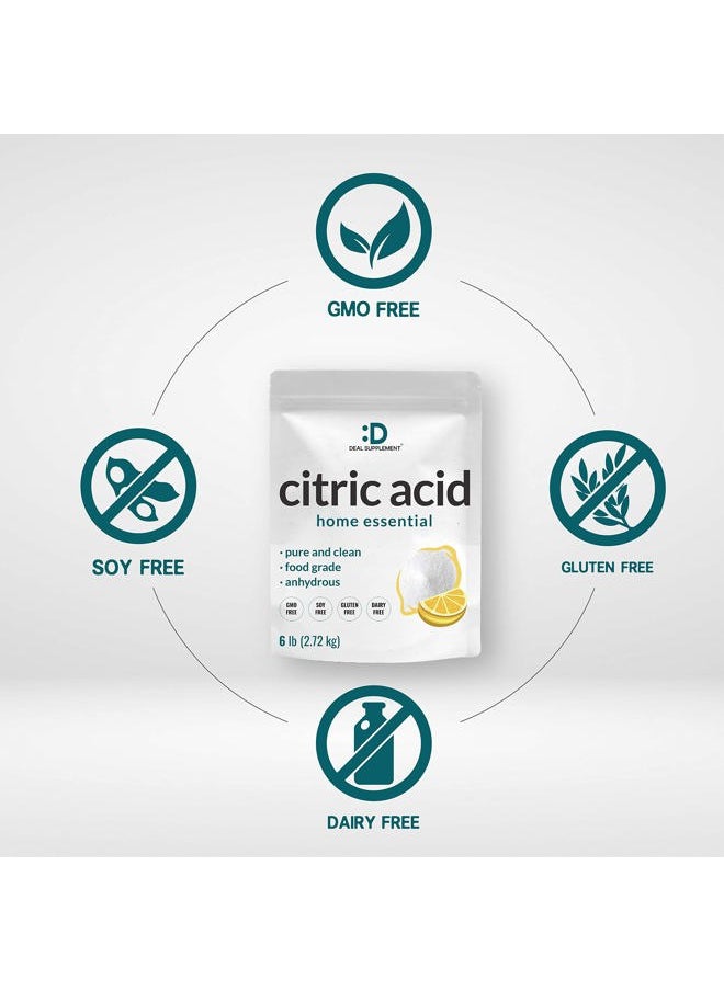 DEAL SUPPLEMENT Citric Acid 6 Pounds | Fine Granular Powder, Food Grade, Bulk Supply – Potent Anhydrous Form – Versatile Flavor Enhancer, Preservative, Cleaning, & Homemade Bath Bombs – Additive Free, Non-GMO  - Image 3