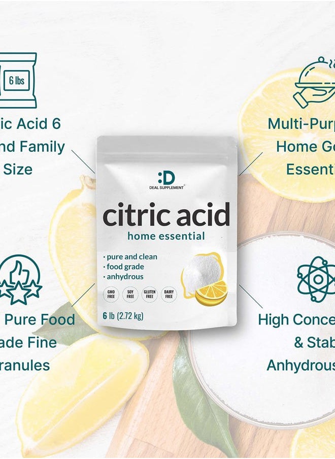 DEAL SUPPLEMENT Citric Acid 6 Pounds | Fine Granular Powder, Food Grade, Bulk Supply – Potent Anhydrous Form – Versatile Flavor Enhancer, Preservative, Cleaning, & Homemade Bath Bombs – Additive Free, Non-GMO  - Image 4