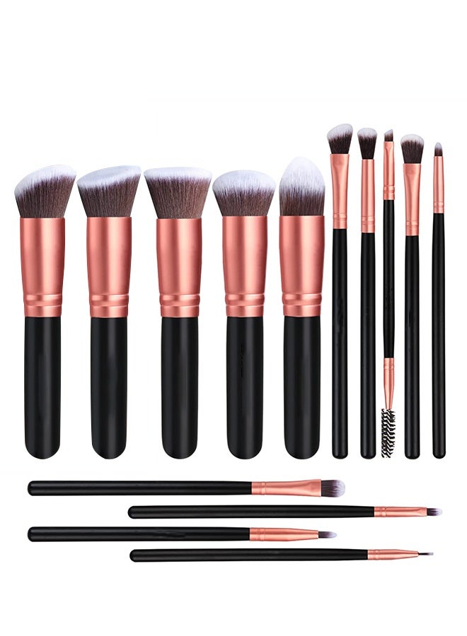 MHONGWEI Makeup Brush Set 14 Pcs Professional Makeup Tools Foundation Eyeshadow Lip Brushes Portable - Image 1