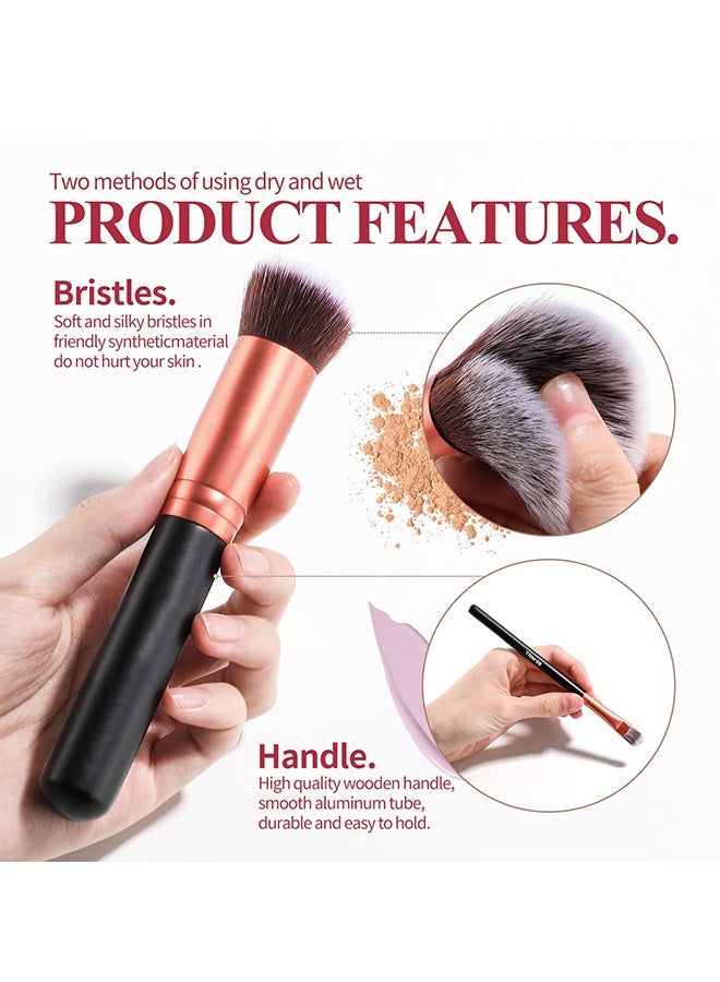 MHONGWEI Makeup Brush Set 14 Pcs Professional Makeup Tools Foundation Eyeshadow Lip Brushes Portable - Image 2