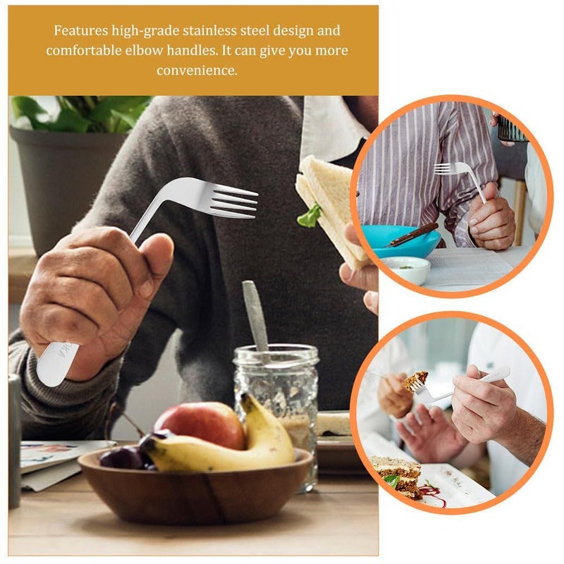 Adaptive Utensils Left Handed Angled Spoon Fork Stainless Steel Self Feeding Cutlery for Adults Elderly - Image 4