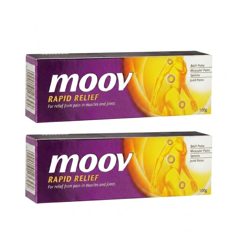 Moov Rapid Relief Pain Relieving Cream for Muscles and Joints, Back Pain, Sprains, and Joint Pain Relief, 100g - Pack of 2