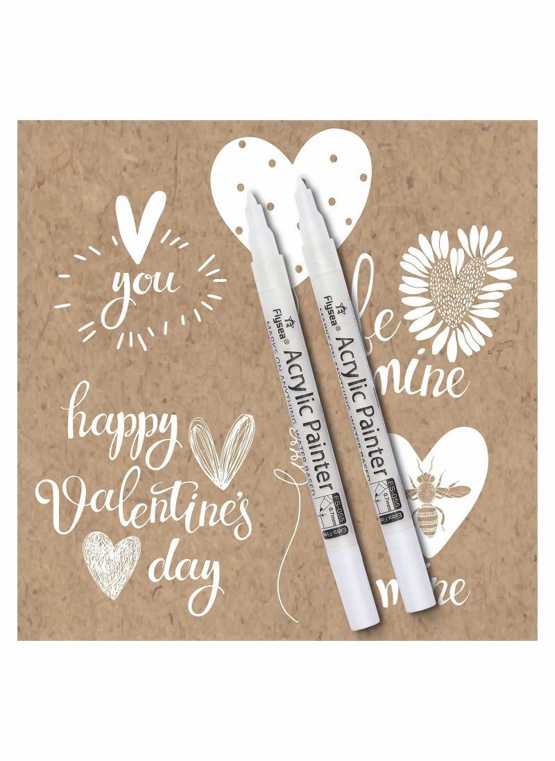 Generic - Paint Pens White Marker 6 Pack, 0.7mm Acrylic White Permanent Marker, White Paint Pens for Rock Painting Stone Ceramic Glass Wood Plastic Glass Metal Canvas Water-based Extra Fine Point - Image 1
