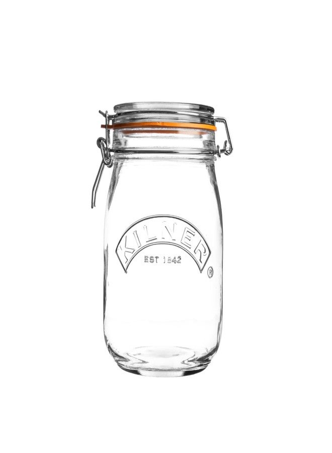 Kilner Premium Round Airtight Leakproof Borosilicate Glass Clip Top Jar - 1 Litre | Multipurpose Food Storage Container with Wire Lock for Yougurt, Coffee, Pasta, Drinks - Image 1
