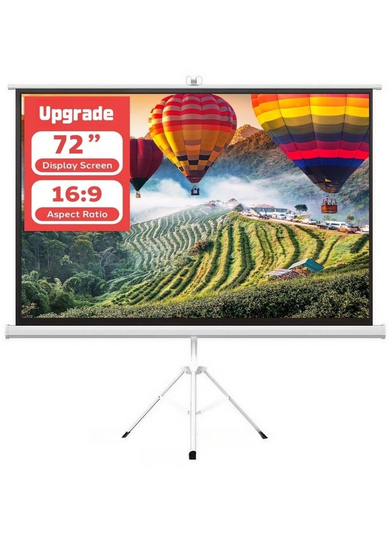 ET-LIFE 72 Inch 16:9 Portable 4K Projector Screen with Tripod Stand - White Fiberglass Projector Screen for Outdoor and Indoor Use  - Image 1