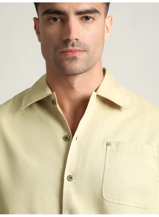 Beyoung Beige Solid Multipocket Shacket