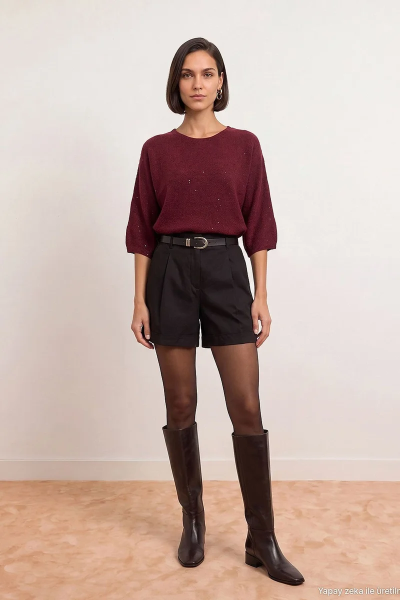 Dilvin Burgundy Red DILVIN Women's Knit Sweater for Women | Best Price UAE