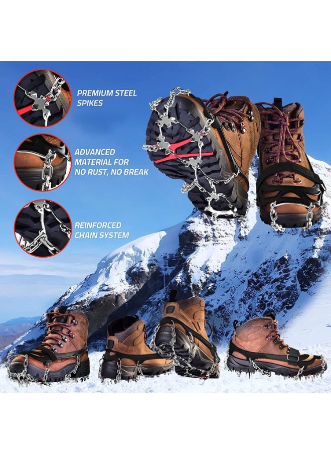 Generic 5pcs Crampons Ice Cleats for Hiking Boots and Shoes, Anti Slip Walk Traction Cleats, Safe Protect for Hiking Climbing Fishing Mountaineering Walking - Men Woomen Kids,Black/M  - Image 2