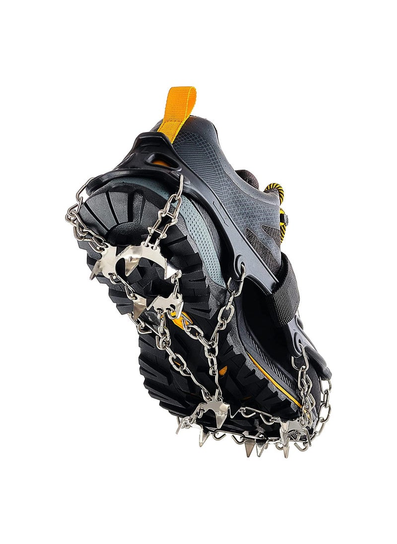 Generic 5pcs Crampons Ice Cleats for Hiking Boots and Shoes, Anti Slip Walk Traction Cleats, Safe Protect for Hiking Climbing Fishing Mountaineering Walking - Men Woomen Kids,Black/M  - Image 1