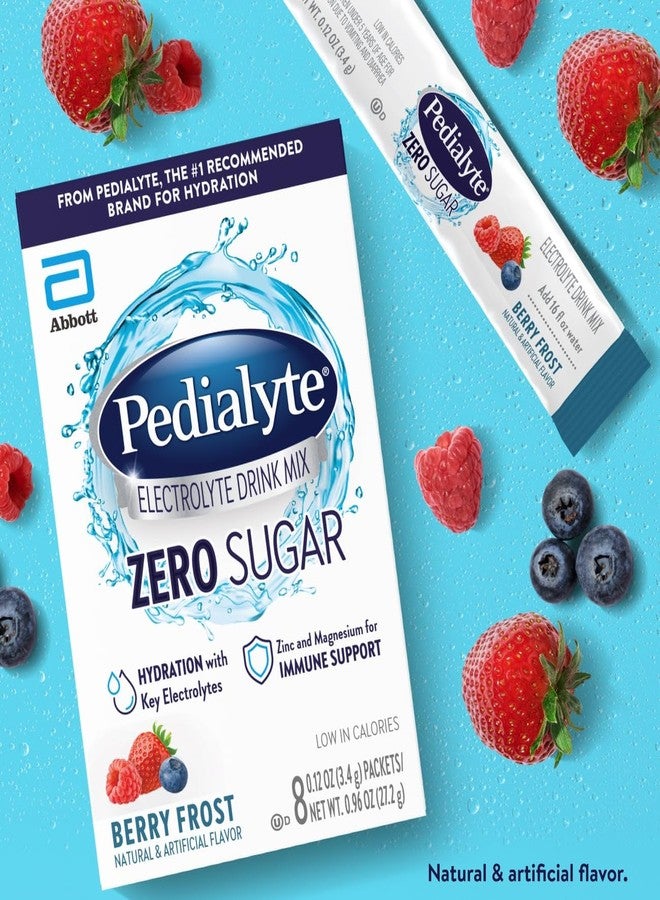 Pedialyte خليط مشروب إلكتروليت بيداليتي مع صفر سكر | ترطيب مع إلكتروليتات أساسية | ترطيب رائع منخفض السعرات الحرارية | توت مثلج، 8 عبوات مسحوق - Image 2