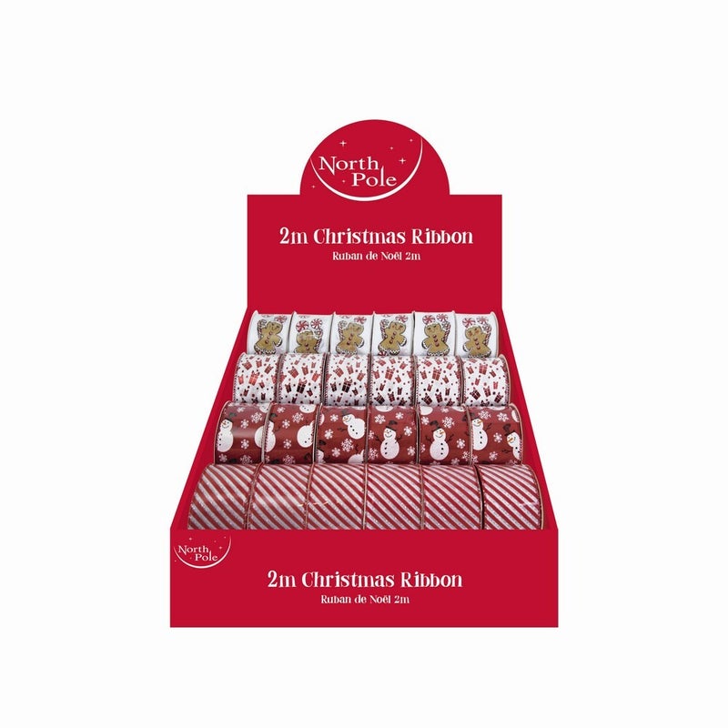 شريط طباعة احتفالي يوروراب 2م - ألوان متنوعة لتغليف هدايا عيد الميلاد، قطعة واحدة
