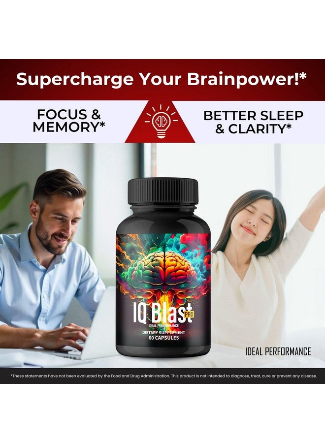 IDEAL PERFORMANCE IQ Blast Pro Capsules, IQ Blast Pro Reviews Supplement Pills for Brain Health Support - Maximum Strength, Official IQBlast Nootropic All Natural for Clarity, Focus & Cognitive Support Reviews (2 Pack) - Image 5