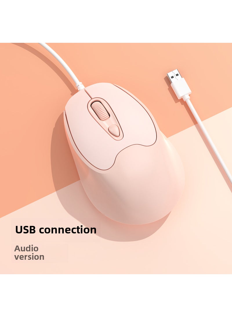 Generic Type-C Wired Mouse for Huawei Apple HP ComputersUSB interface-milk tea powder (button sound) USB interface-milk tea powder (button sound) 