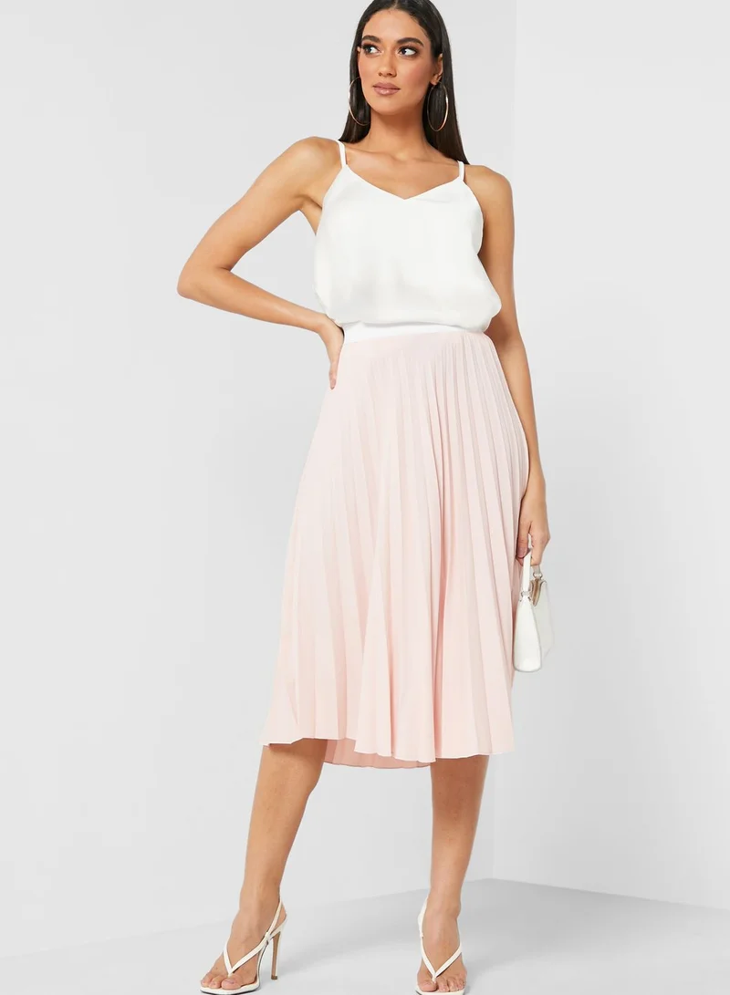 John Zack Pleated Midi Skirt