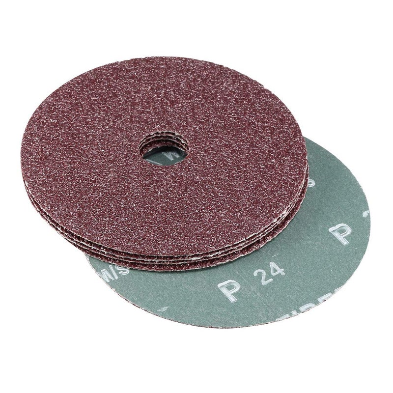 uxcell 5Inch x 78Inch Aluminum Oxide Resin Fiber Discs Center Hole 24 Grit Sanding Grinding Discs 5 Pack