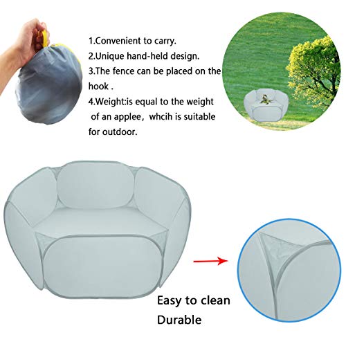 GABraden Small Animal Cage Tent Playpen with Fabric,Reptiles Cage,Breathable Transparent Pet Playpen Pop Open Outdoor/Indoor Exercise Fence,Portable Yard Fence (Solid-Grey) - Image 5