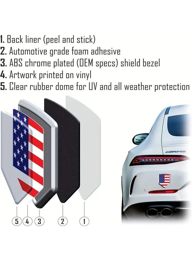 Poland White Eagle Flag Car Motorcycle Chrome Emblem Shield Sticker 1 PC - Image 2