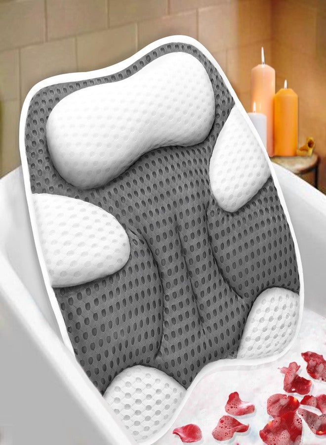 ZYIDBNG Bath Pillow for Tub Ergonomic Cat Shape Design Bath Pillow for Head and Neck Support SPA Gift Bathtub Pillow 4D Air-Mesh with 7 Suction Cups Washable Gray - Image 1