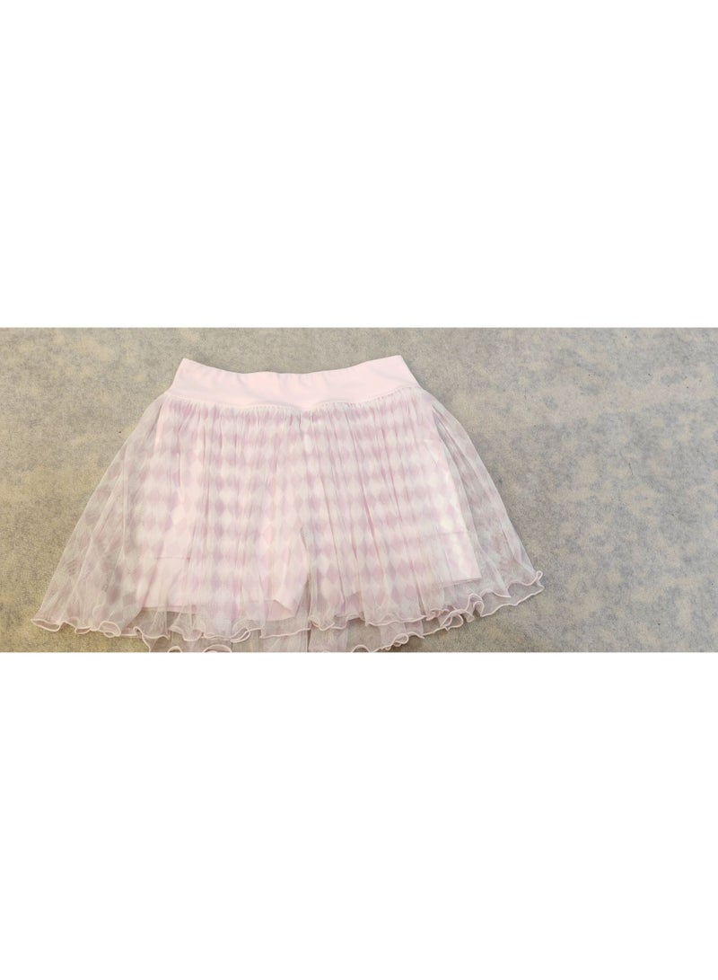Women's High Waist Mini Skirt Summer plain Light Pink/White Tulle Skirt Sports Skort Anti-light Golf Dance Skirt  - Image 1