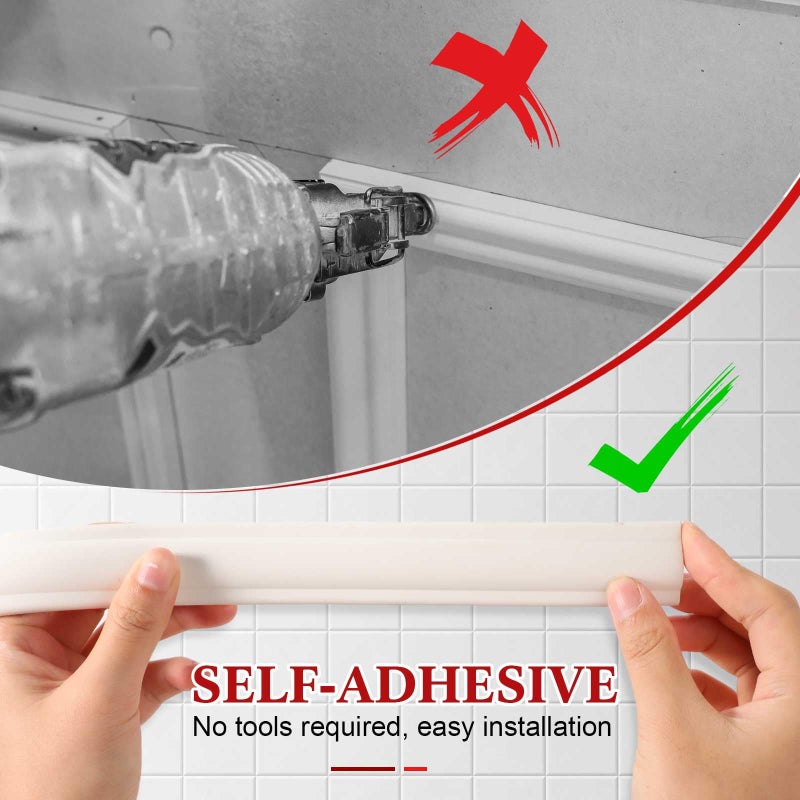 Innconee 32.8ft x 1.1 Inch Flexible Peel and Stick Molding Trim for Wall, Baseboard, Backsplash, Tile Edge, Chair Rail, Mirror-self Adhesive Trim for Bathroom Wall Door Floor Corner Window, White - Image 4
