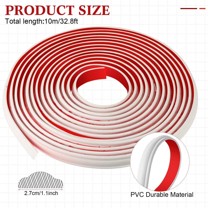 Innconee 32.8ft x 1.1 Inch Flexible Peel and Stick Molding Trim for Wall, Baseboard, Backsplash, Tile Edge, Chair Rail, Mirror-self Adhesive Trim for Bathroom Wall Door Floor Corner Window, White - Image 2