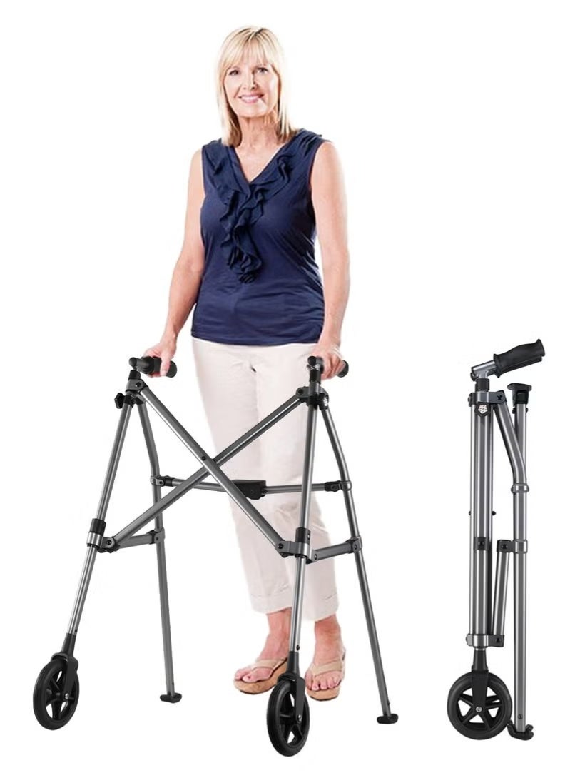 WALALLA Lightweight Foldable Roller Walker for Seniors and Adults, 6 Inch Wheels - Image 1