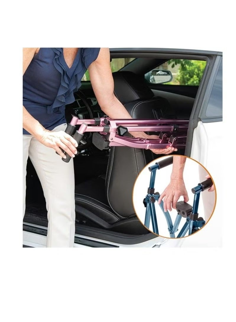 WALALLA Lightweight Foldable Roller Walker for Seniors and Adults, 6 Inch Wheels - Image 5