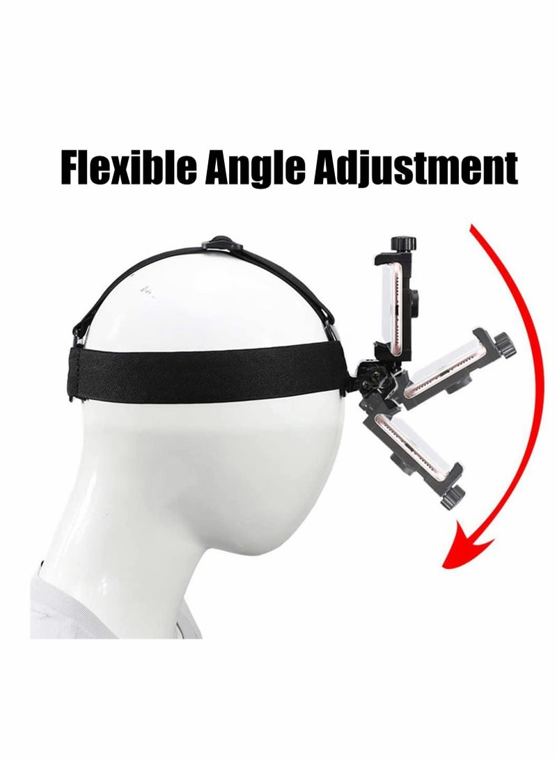 Head,Mounted Phone Holder for Live Shooting, Compatible with 4 to 7 Inch Smartphones and Action Cameras, Adjustable Head Strap Kit - Image 2