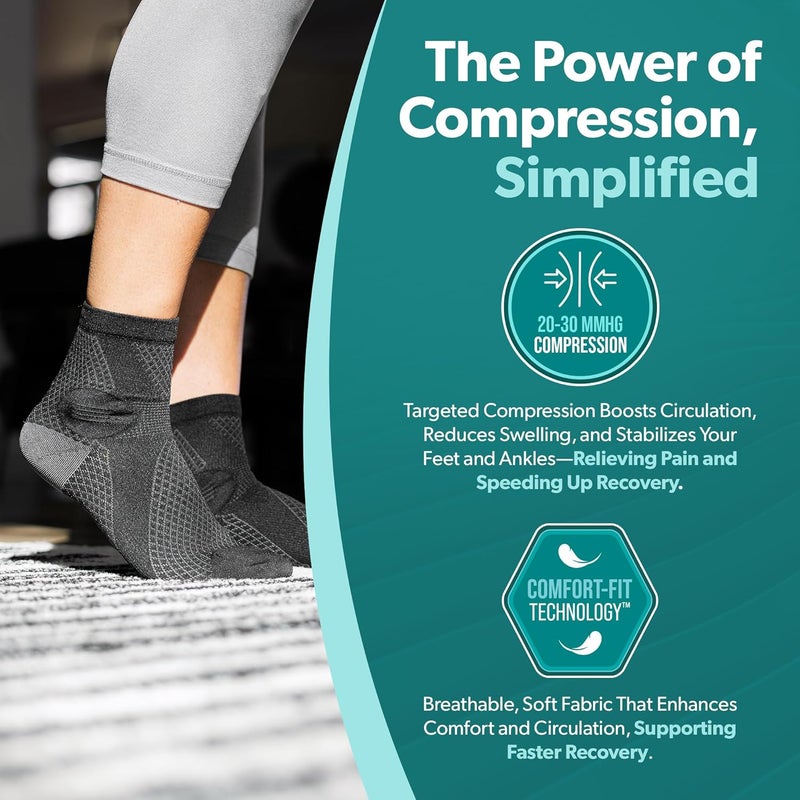 BraceAbility Closed Toe Neuropathy Socks  Diabetic Socks for Women and Men Foot Pain Relief Circulation AntiNeuropathy Foot Fatigue Compression Nerve Support  1 Pair Small Gray - Image 4