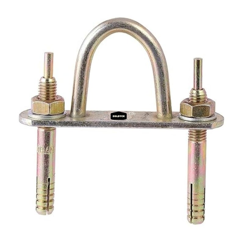 ZOLDYCK DHook Kada MildSteel 2 Pack with 3inch10x75mm 4 Nos Fastener Golden for SwingHammock ChairBoxing Bag and Ceiling Fan - Image 3