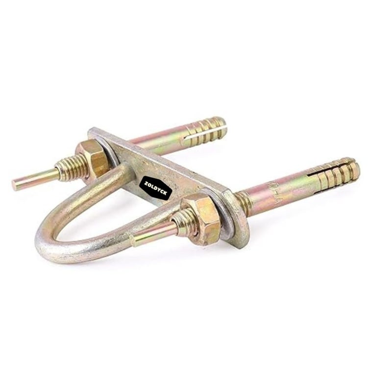 ZOLDYCK DHook Kada MildSteel 2 Pack with 3inch10x75mm 4 Nos Fastener Golden for SwingHammock ChairBoxing Bag and Ceiling Fan - Image 2