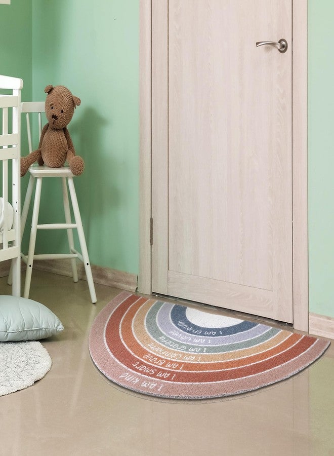 Drydiet Rainbow Doormat Welcome Door Mat Semi-Circular Area Rug with Inspirational Quote Boho Non-Slip Floor Front Doormat Resist Dirt Carpet for Girls Room Classroom 35.43"x17.72"(Neutral) - Image 4