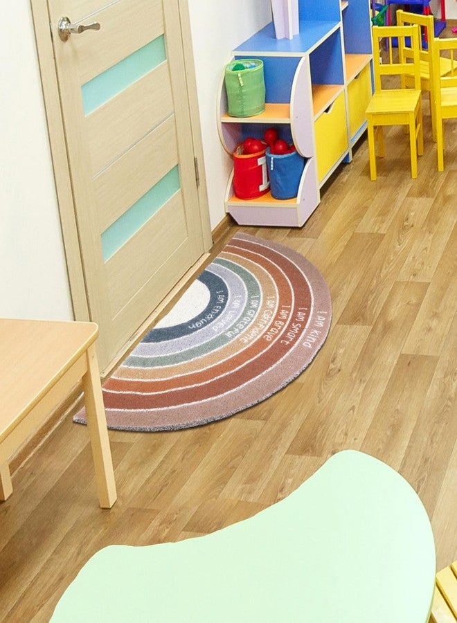 Drydiet Rainbow Doormat Welcome Door Mat Semi-Circular Area Rug with Inspirational Quote Boho Non-Slip Floor Front Doormat Resist Dirt Carpet for Girls Room Classroom 35.43"x17.72"(Neutral) - Image 5