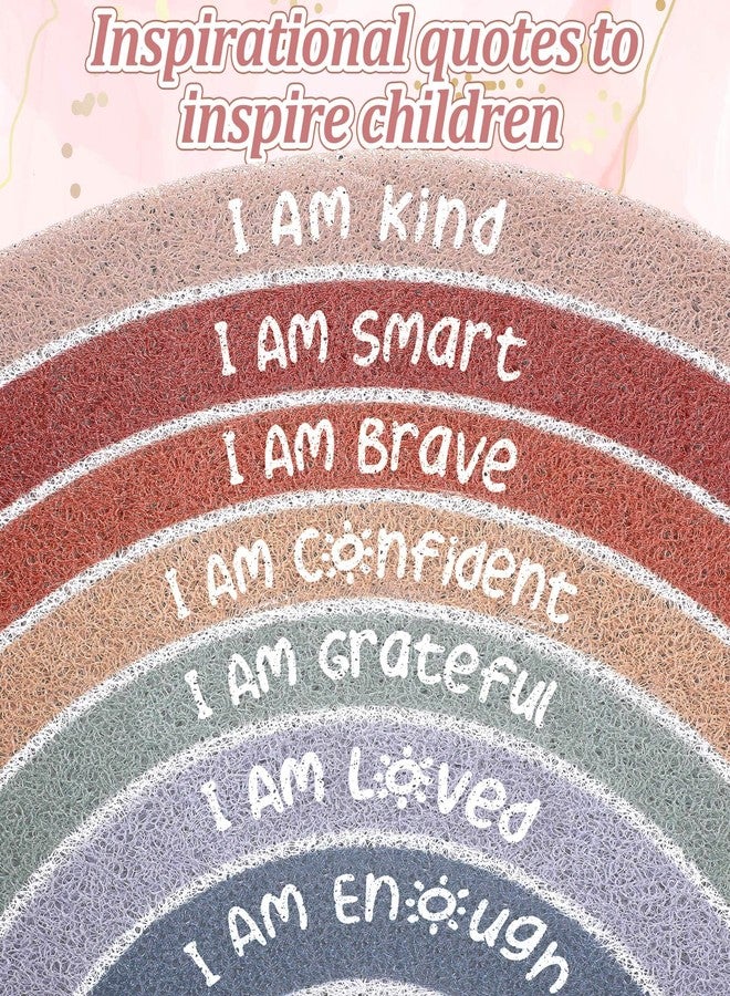 Drydiet Rainbow Doormat Welcome Door Mat Semi-Circular Area Rug with Inspirational Quote Boho Non-Slip Floor Front Doormat Resist Dirt Carpet for Girls Room Classroom 35.43"x17.72"(Neutral) - Image 3
