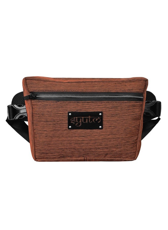 Syutm Trapeze Unisex Waist Pack Travel Handy Hiking Zip Pouch Document Money Phone Belt Sport Bag Bum Bag for Men and Women Nylon (Melange Orange) - Image 1