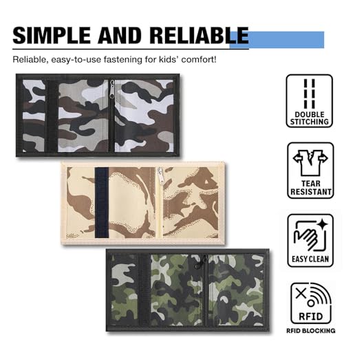 Amutta 3 Pieces Kids Wallet for Boys Girls Men - Boys Wallet for Kids with Magic Sticker, Teen Wallets with Coin Pocket, RFID Camo Wallets for Teen Boy Gift Ideas - Image 4