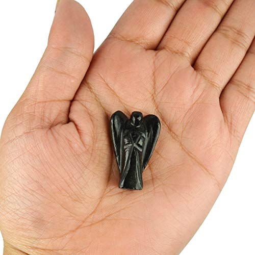 Crystu Natural Black Tourmaline Angel Crystal Stone Angel Size 2.4 cm (1 inch). Charged by Reiki Grand Master & Vastu Expert (Color : Black) - Image 4