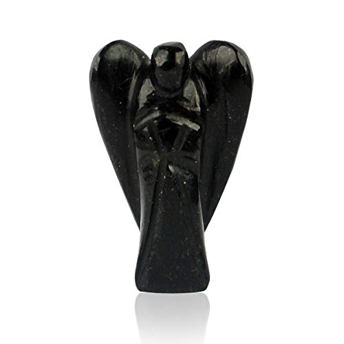 Crystu Natural Black Tourmaline Angel Crystal Stone Angel Size 2.4 cm (1 inch). Charged by Reiki Grand Master & Vastu Expert (Color : Black) - Image 1