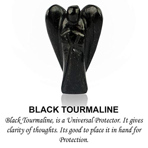 Crystu Natural Black Tourmaline Angel Crystal Stone Angel Size 2.4 cm (1 inch). Charged by Reiki Grand Master & Vastu Expert (Color : Black) - Image 2