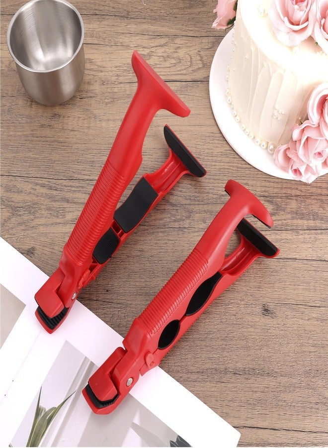 Penitue 2pcs 3-in-1 Hot Plate Grippers, Premium Non-Slip Kitchen Anti-Scalding Clips High Temperature Resistant Kitchen Dish Tongs Holder for Bowl & Plate Lifter and Can Opening (Red) - Image 3