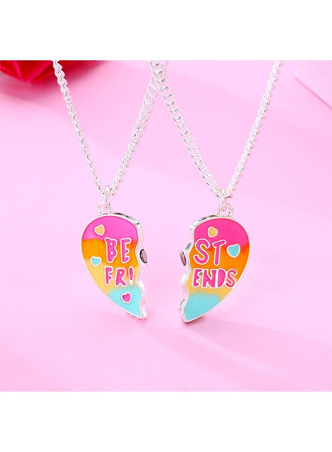 اتش واي 2 قطعة قلب BFF قلادة قلادة الصداقة القلائد أفضل الأصدقاء إلى الأبد حورية البحر الذيل قلادة الصداقة هدايا للفتيات النساء - Image 3