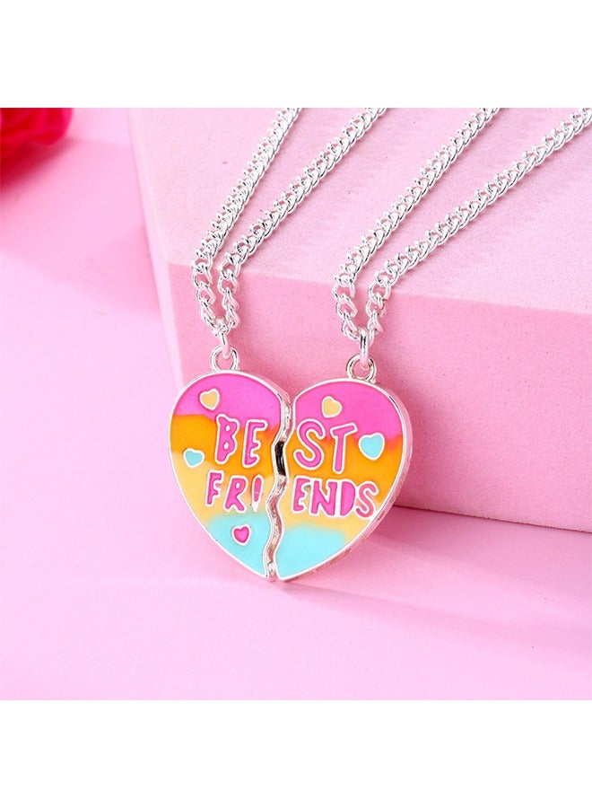 اتش واي 2 قطعة قلب BFF قلادة قلادة الصداقة القلائد أفضل الأصدقاء إلى الأبد حورية البحر الذيل قلادة الصداقة هدايا للفتيات النساء - Image 2
