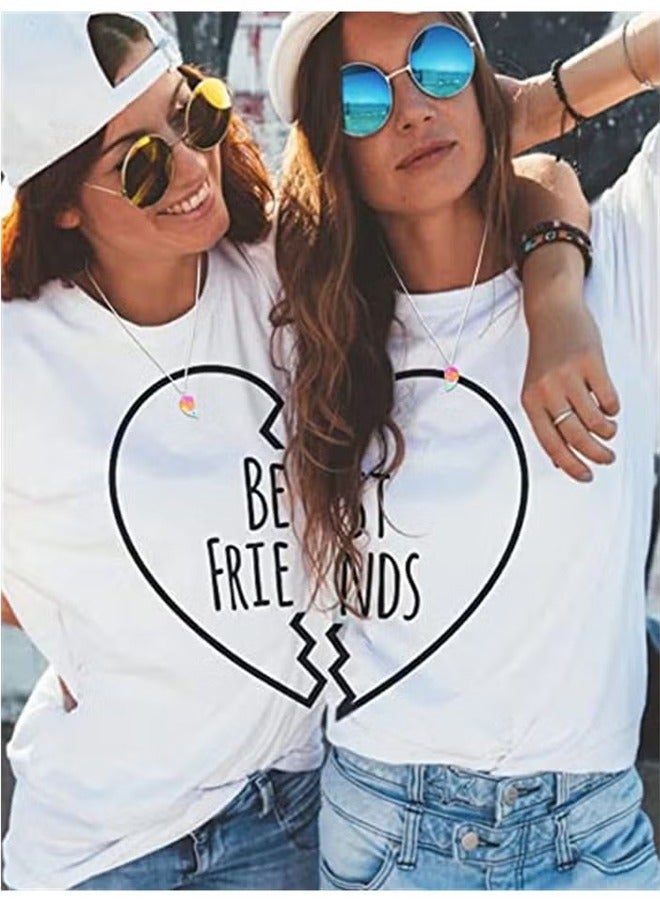 اتش واي 2 قطعة قلب BFF قلادة قلادة الصداقة القلائد أفضل الأصدقاء إلى الأبد حورية البحر الذيل قلادة الصداقة هدايا للفتيات النساء - Image 5